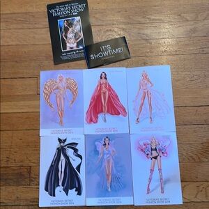 NEW VICTORIA SECRET FASHION SHOW 2014 SET (6) ARTWORK POSTERS 5.5” x 8.5” each